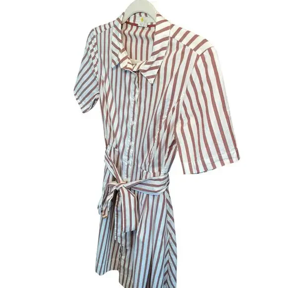 Boden Women 4 Anastasia Shirt Dress‎ Tie Waist Brown Conker/Ivory Button Up - Picture 7 of 17